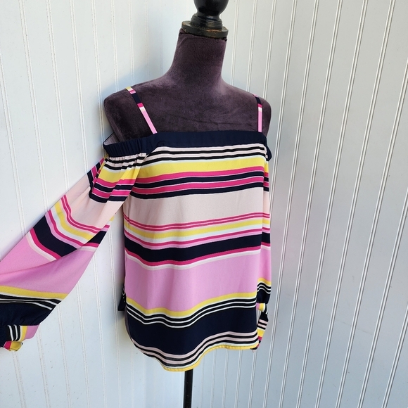 INC International Concepts Cold Shoulder Long Sleeve Top Women's Pink Purple S - Picture 3 of 13